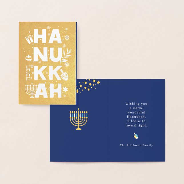 Happy Hanukkah Real  Foil Card (Display)