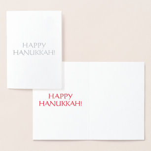 Happy Hanukkah, red int. letters - silver / gold Foil Card
