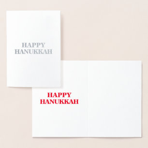 Happy Hanukkah, Red int. letters - silver / gold Foil Card