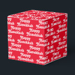 Happy Hanukkah red white modern typography pattern Favour Box<br><div class="desc">Happy Hanukkah red and white modern typography pattern Favour Box.
White typography pattern on red background.</div>