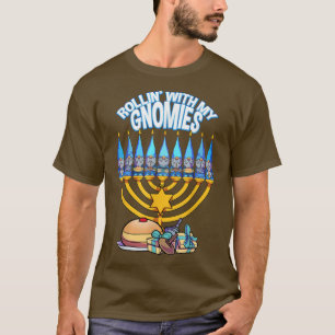 Happy Hanukkah Rollin With My Gnomies Jewish Xmas T-Shirt