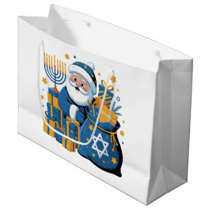 Happy Hanukkah Santa  Large Gift Bag