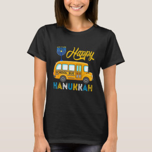 Happy Hanukkah School Bus Carrying Jewish Menorah T-Shirt