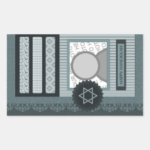 happy hanukkah (scrapbook) rectangular sticker