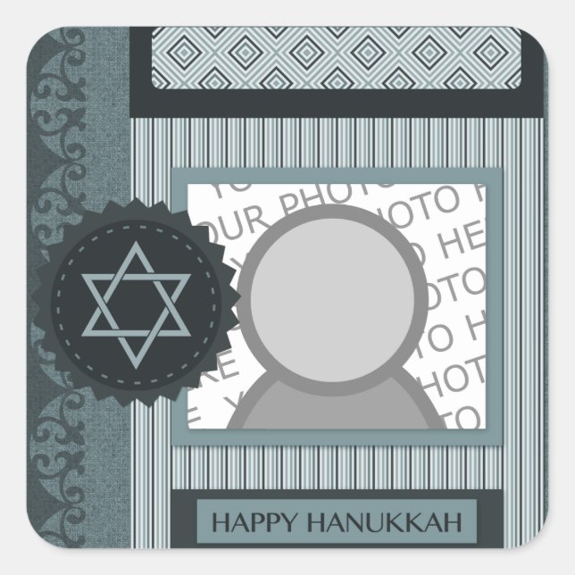 happy hanukkah (scrapbook) square sticker (Front)