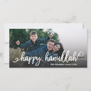Happy Hanukkah Script Typography Holiday Photo Card