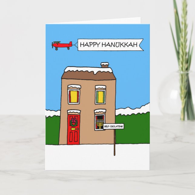 Happy Hanukkah Self-isolation House Card (Front)