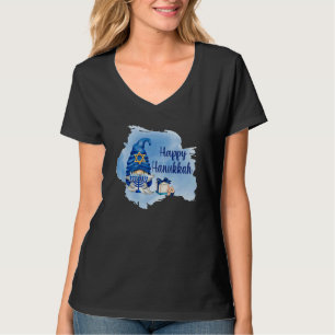 Happy Hanukkah Shalom Gnome Menorah Jewish T-Shirt