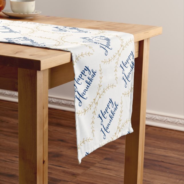 Happy Hanukkah Short Table Runner (In Situ)