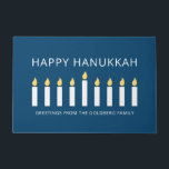 Happy Hanukkah | Simple and Modern Candle Greeting Doormat<br><div class="desc">This is a simple,  minimalist and modern design of the Menorah or temple candlesticks.</div>