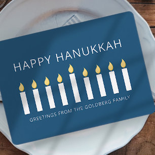 Happy Hanukkah   Simple and Modern Candle Greeting Holiday Card