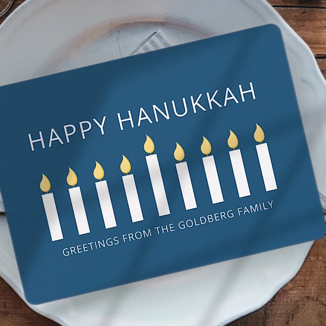 Happy Hanukkah | Simple and Modern Candle Greeting Holiday Card (Creator Uploaded)