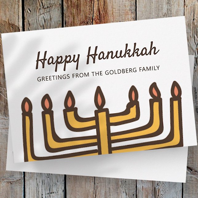 Happy Hanukkah Simple and Modern Menorah Greeting Holiday Card (Creator Uploaded)