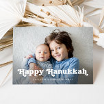 Happy Hanukkah | Simple Boho Photo Overlay Holiday Card<br><div class="desc">This simple and stylish photo card features a whimsical,  boho white text overlay that says "Happy Hanukkah",  with room for your favourite personal photo. The back of the card is blue.</div>