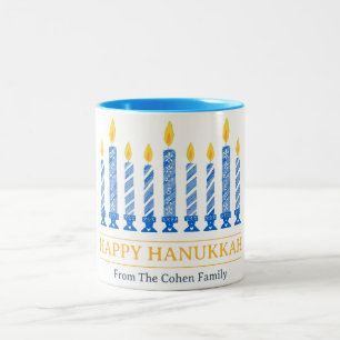 Happy Hanukkah Simple Elegant Candle Two-Tone Coffee Mug