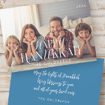 Happy Hanukkah Simple Modern Chic Family Photo Holiday Card<br><div class="desc">Design is composed of simple background with elegant typography. Add your family name,  greeting,  photos and year</div>