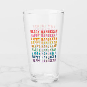 Happy Hanukkah   Simple Rainbow Colours Typography Glass