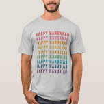 Happy Hanukkah | Simple Rainbow Colours Typography T-Shirt<br><div class="desc">Rainbow Hanukkah Artsy Design Graphic T-Shirt</div>