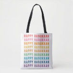 Happy Hanukkah | Simple Rainbow Colours Typography Tote Bag<br><div class="desc">Rainbow Hanukkah Artsy Design Tote Bag</div>
