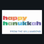 Happy Hanukkah Simple Rainbow Typography Custom Rectangular Sticker<br><div class="desc">Happy Hanukkah Simple Rainbow Typography Custom Rectangular Sticker</div>