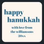 Happy Hanukkah Simple Teal Blue Personalised Square Sticker<br><div class="desc">Happy Hanukkah Simple Teal Blue Personalised Square Sticker</div>
