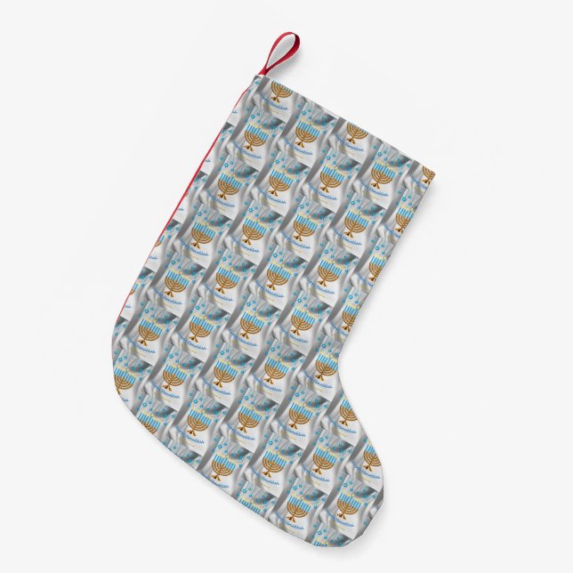 Happy Hanukkah Small Christmas Stocking (Front (Hanging))