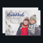 Happy Hanukkah Snow Bubbles Holiday Photo Card<br><div class="desc">Stylish and cute Happy Hanukkah Snow Bubbles Holiday Photo Card is perfect for all your friends and family this holiday season.  Customise the text with your family name and the year and swap out the picture for a photo of your kids,  pet,  or the whole family.</div>