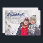 Happy Hanukkah Snow Bubbles Holiday Photo Card<br><div class="desc">Stylish and cute Happy Hanukkah Snow Bubbles Holiday Photo Card is perfect for all your friends and family this holiday season.  Customise the text with your family name and the year and swap out the picture for a photo of your kids,  pet,  or the whole family.</div>