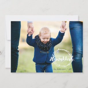 Happy Hanukkah Snow Bubbles Holiday Photo Card