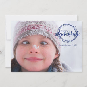 Happy Hanukkah Snow Bubbles Holiday Photo Card