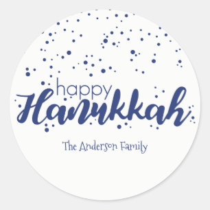 Happy Hanukkah Snow Bubbles Sticker Gift Tag