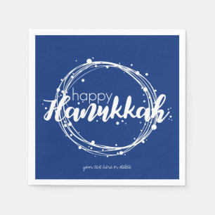 Happy Hanukkah Snow Bubbles Wreath Holiday Napkin