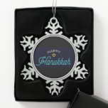 Happy Hanukkah Snowflake Pewter Christmas Ornament<br><div class="desc">Happy Hanukkah</div>