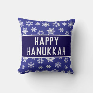 Happy Hanukkah Snowflake Pillow