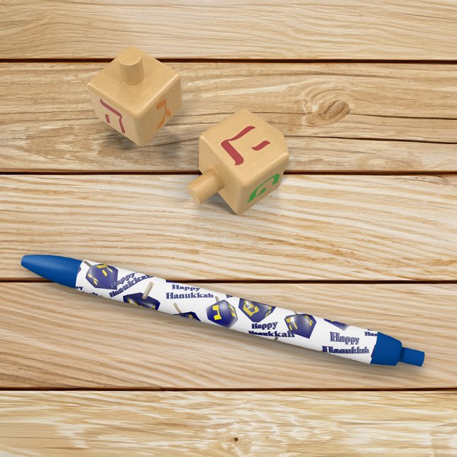 Happy Hanukkah Spinning Dreidel Blue Ink Pen (Creator Uploaded)