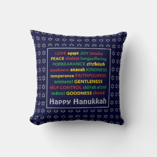 HAPPY HANUKKAH   Spiritual Fruit   BLUE Cushion