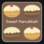 Happy Hanukkah Square Sticker<br><div class="desc">Sweet Happy Hanukkah Original Creative Custom Gift Design. You may add or delete text,  change text font,  size,  align and colours.</div>