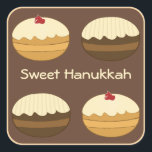 Happy Hanukkah Square Sticker<br><div class="desc">Sweet Happy Hanukkah Original Creative Custom Gift Design. You may add or delete text,  change text font,  size,  align and colours.</div>