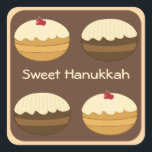 Happy Hanukkah Square Sticker<br><div class="desc">Sweet Happy Hanukkah Original Creative Custom Gift Design. You may add or delete text,  change text font,  size,  align and colours.</div>