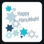 Happy Hanukkah! Square Sticker<br><div class="desc">Happy Hanukkah! May this season of beauty and light fill your heart and home with happiness with this Star of David designed by Embroidery patterns!</div>