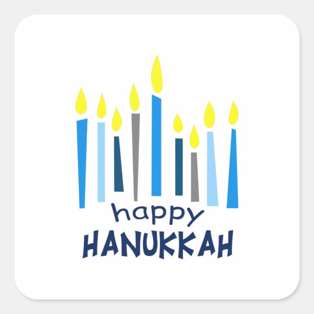 HAPPY HANUKKAH SQUARE STICKER (Front)