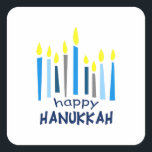 HAPPY HANUKKAH SQUARE STICKER<br><div class="desc">This is a beautiful image for Happy Hanukkah. Use this design to give as a gift.</div>