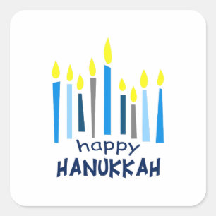 HAPPY HANUKKAH SQUARE STICKER