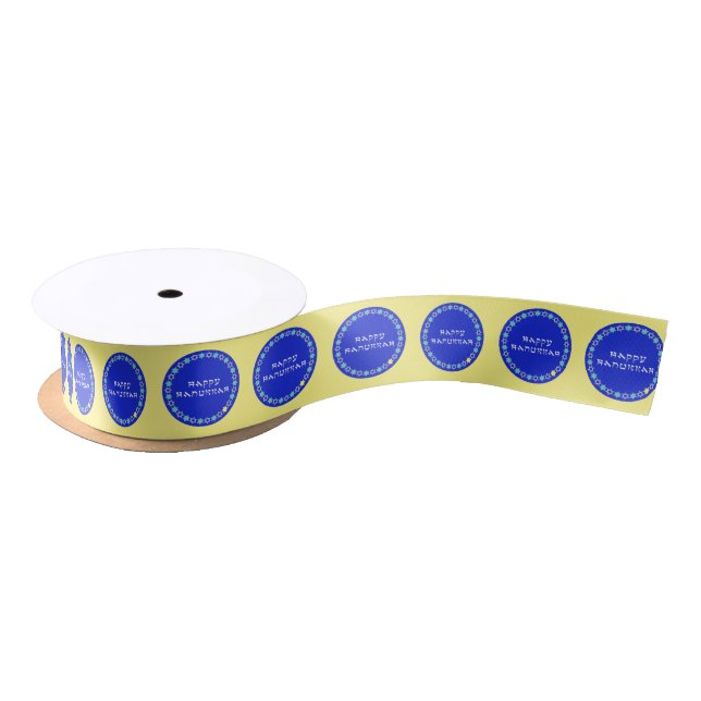Happy Hanukkah Star Circle Satin Ribbon (Spool)