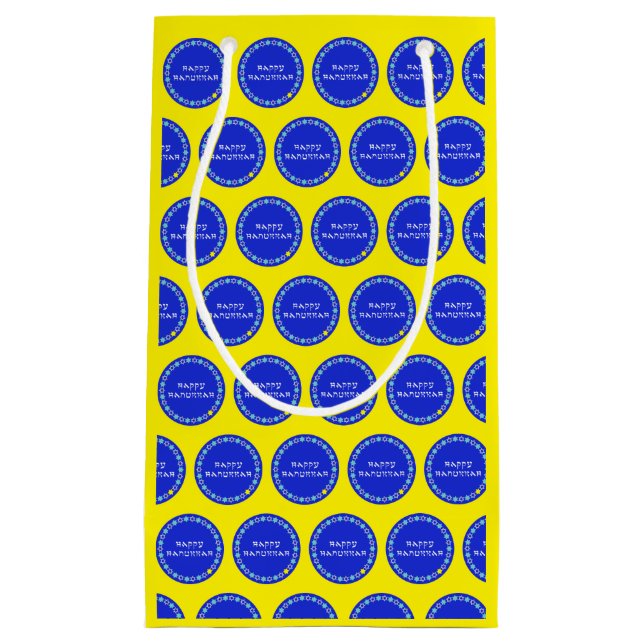 Happy Hanukkah Star Circle Small Gift Bag (Front)