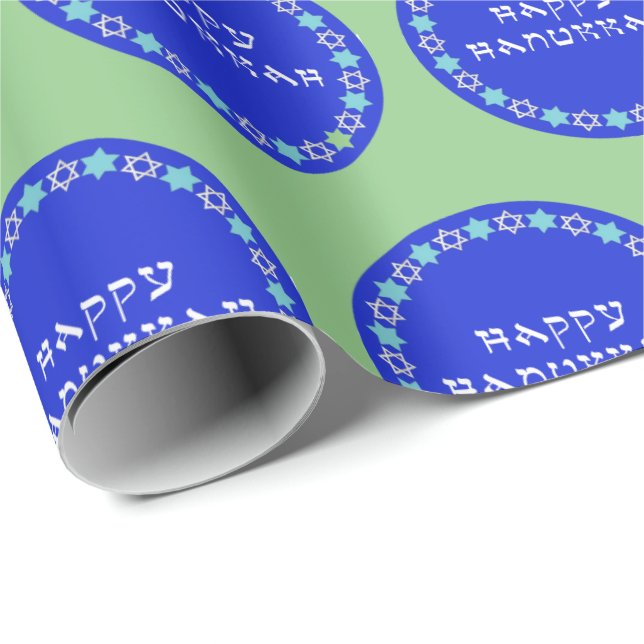 Happy Hanukkah Star Circle Wrapping Paper (Roll Corner)