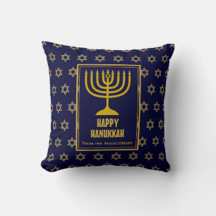 HAPPY HANUKKAH Star David Personalised BLUE Cushion