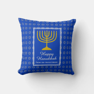 HAPPY HANUKKAH Star David Personalised Lt Blue Cushion