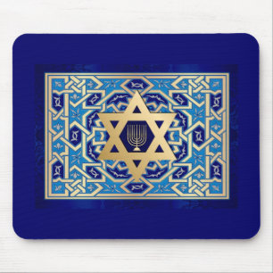 Happy Hanukkah! Star of David  and Menorah Design Mouse Mat