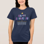 Happy Hanukkah Star Of David Candles Modern Jewish Tri-Blend Shirt<br><div class="desc">This modern holidays design features the text "Happy Hanukkah" in modern typography accented with a Star of David and candles #hanukkah #jewish #hanukkahtshirts</div>